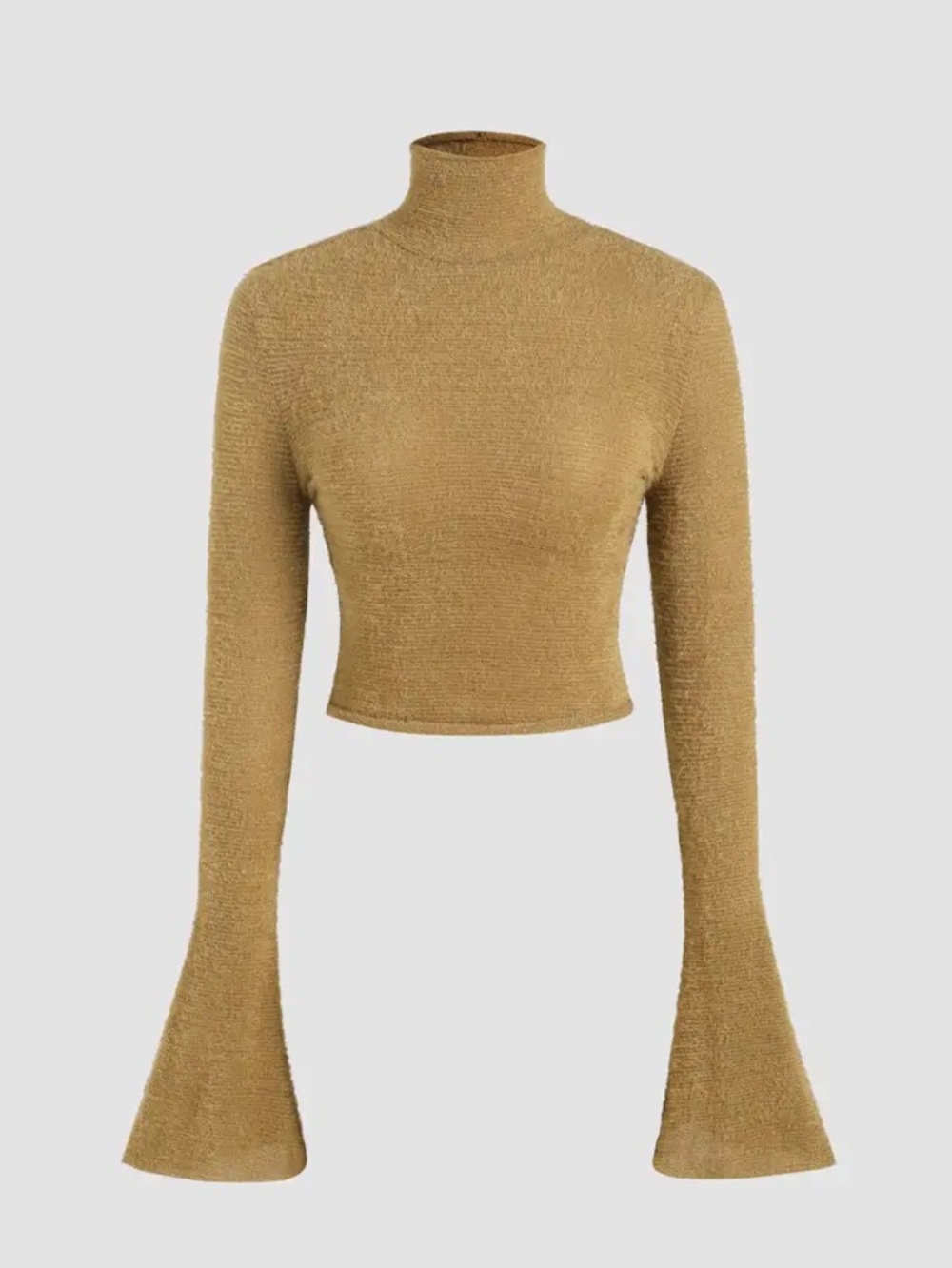Cider Solid High Neck Long Sleeve Top